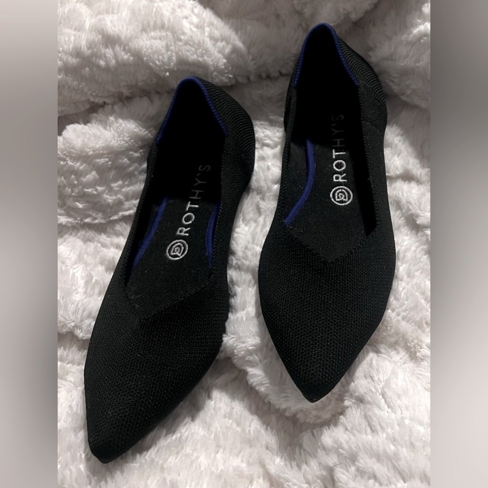 Rothy's The Point Black Black Ballet Flats Shoes~Women’s~US W 9
